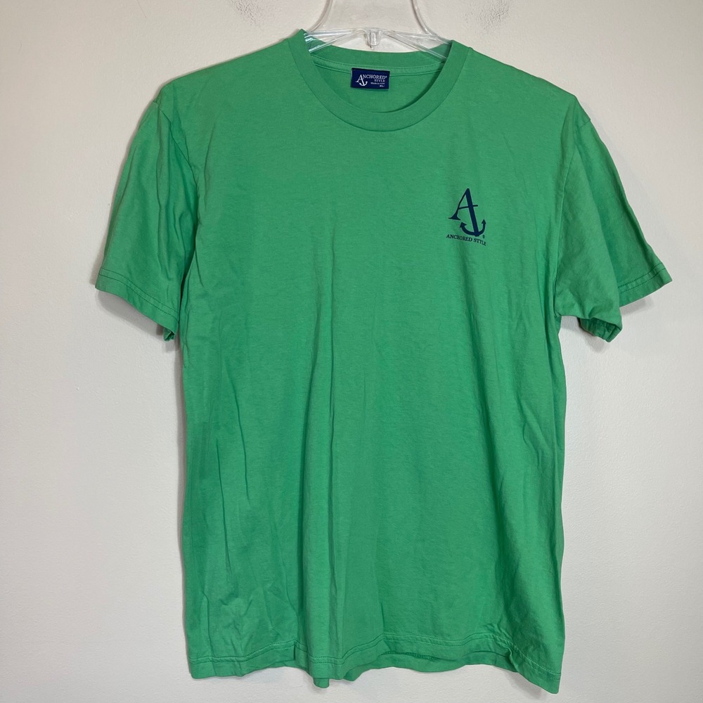 Anchored Style Mens XL‎ Green Graphic T-Shirt Boat Shoes Bow Ties Made in USA